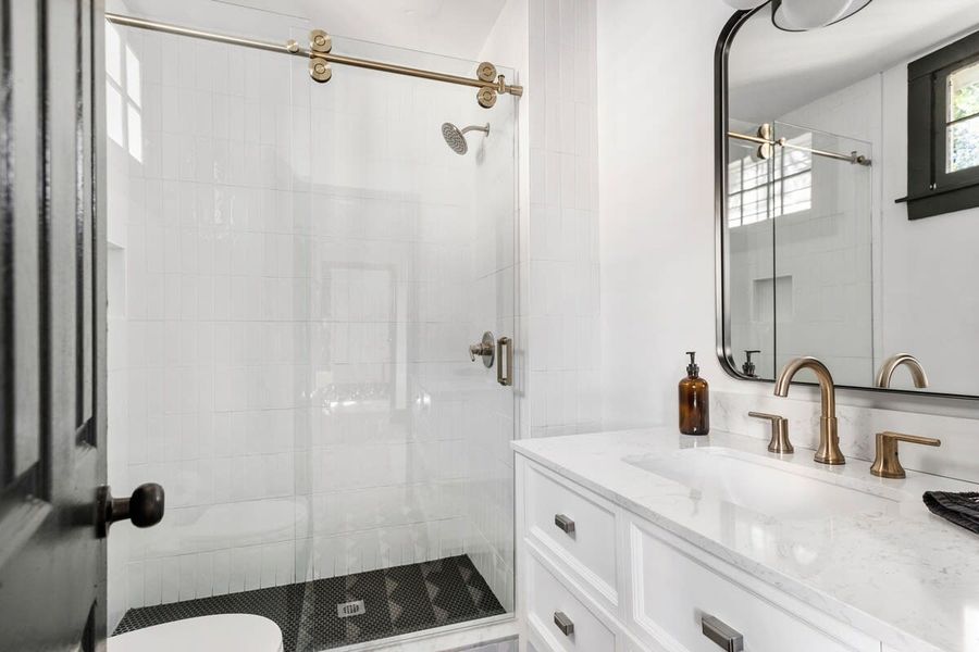 Newly-renovated bathroom.