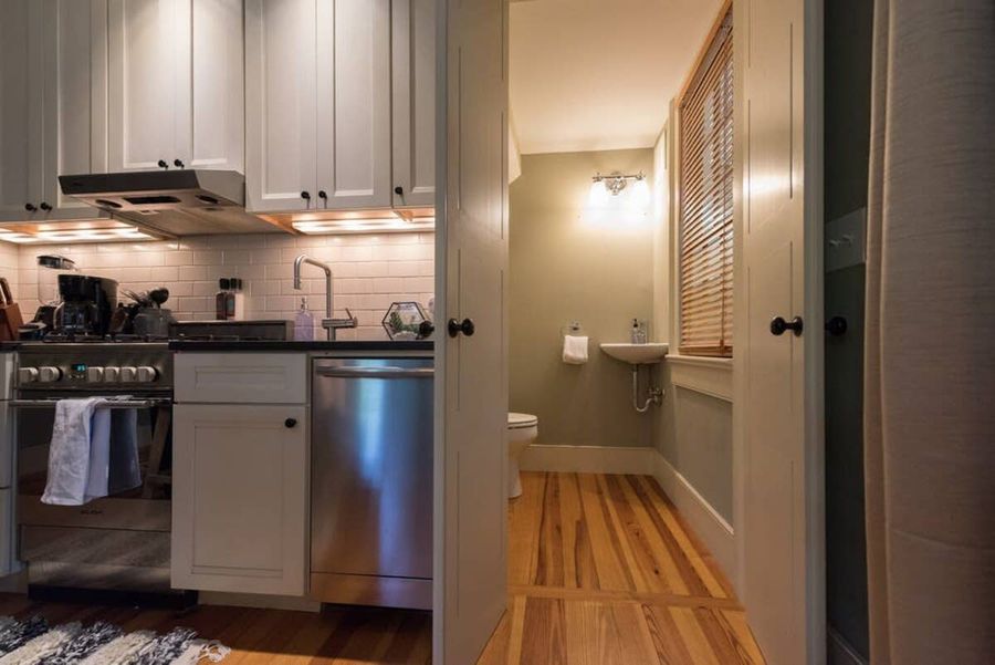 Each House has a separate 1/2 bathroom off the living room for whoever is sleeping on the pullout!