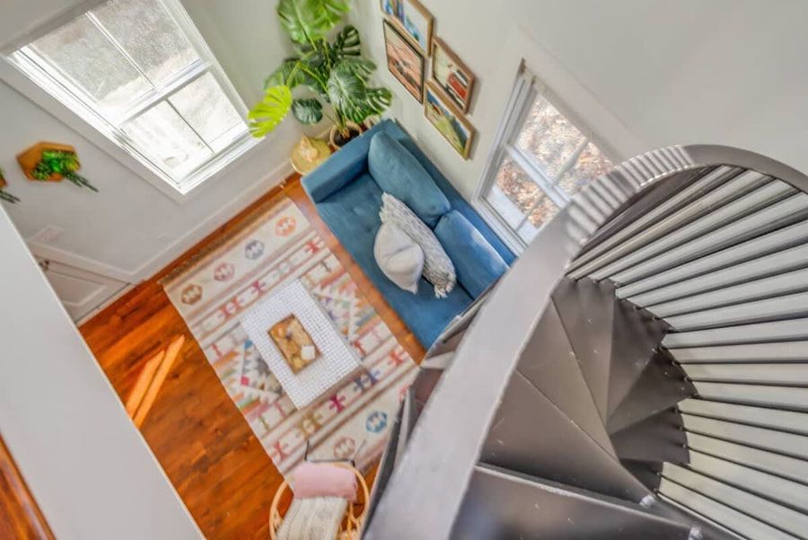 Leading to loft-style bedroom