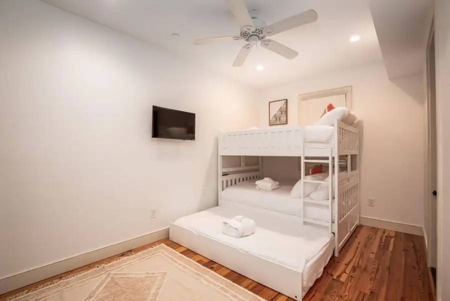 Bedroom 4: Bunk bed room with a trundle sleeper, TV and closet!