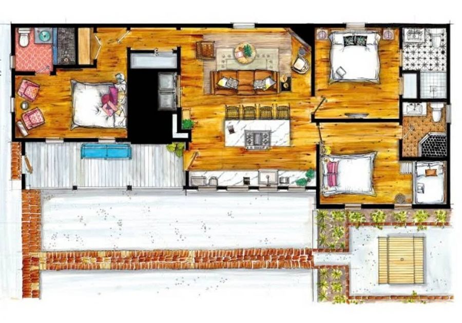 Downstairs Floor Plan (Hand Drawn!)