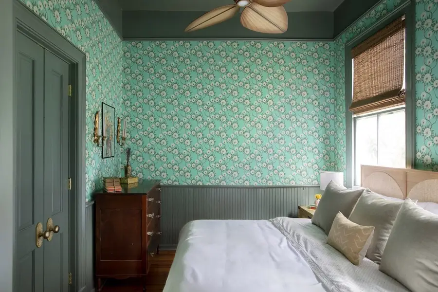 Bedroom #1 with King Bed + TV + Ceiling Fan