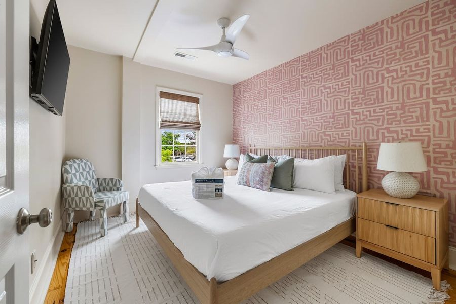Bedroom #5: King Bed, Ceiling Fan & TV