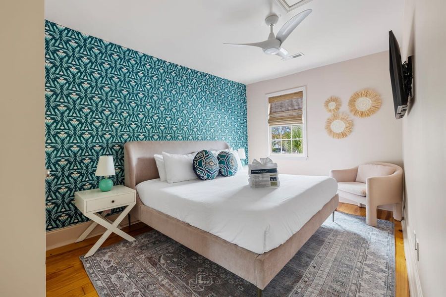 Bedroom #6: King Bed, Ceiling Fan & TV