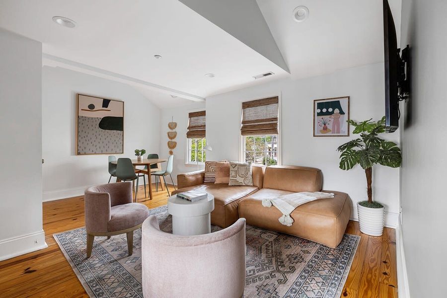 Spacious living room with seating for your group 