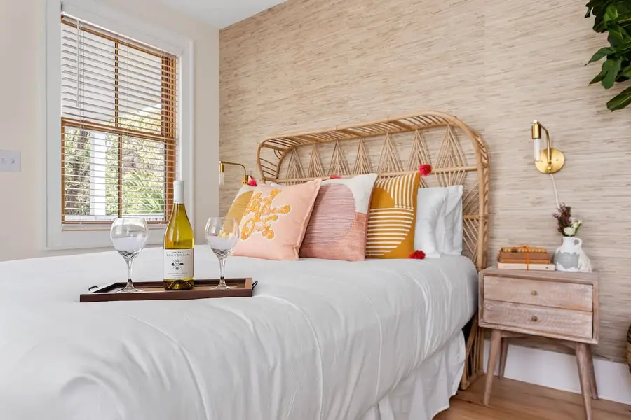 Bedroom #1: King Bed, TV, Ceiling Fan, Kitchenette & Seating  