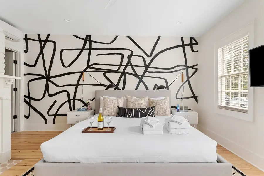 Bedroom #2: King Bed, TV, Ceiling Fan