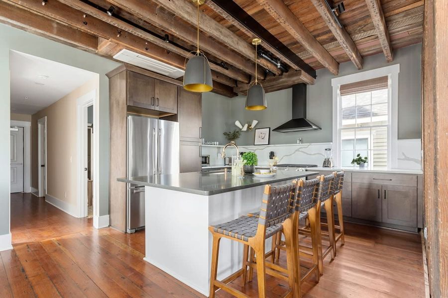 Fully Stocked Kitchen with Island Seating!