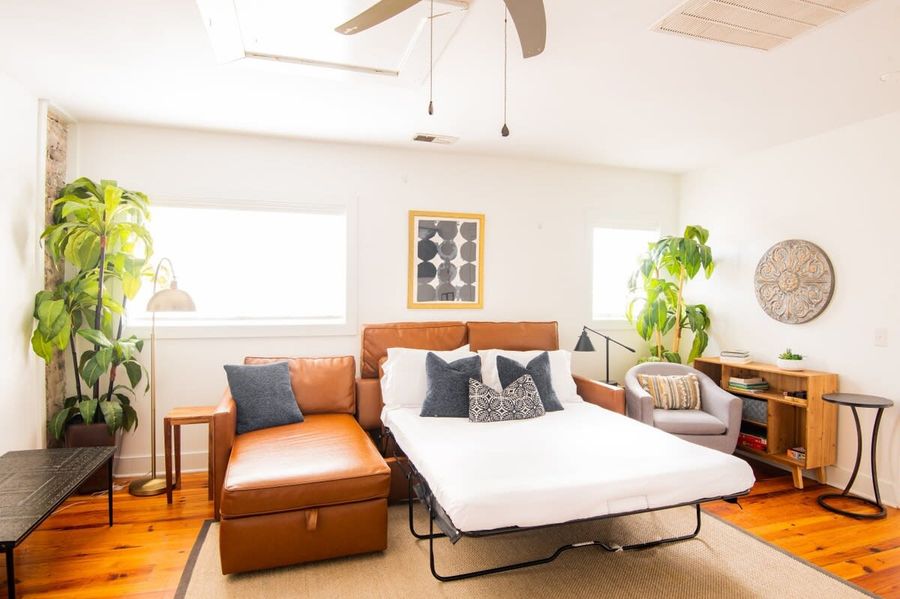 Living room space with pullout sofa 
