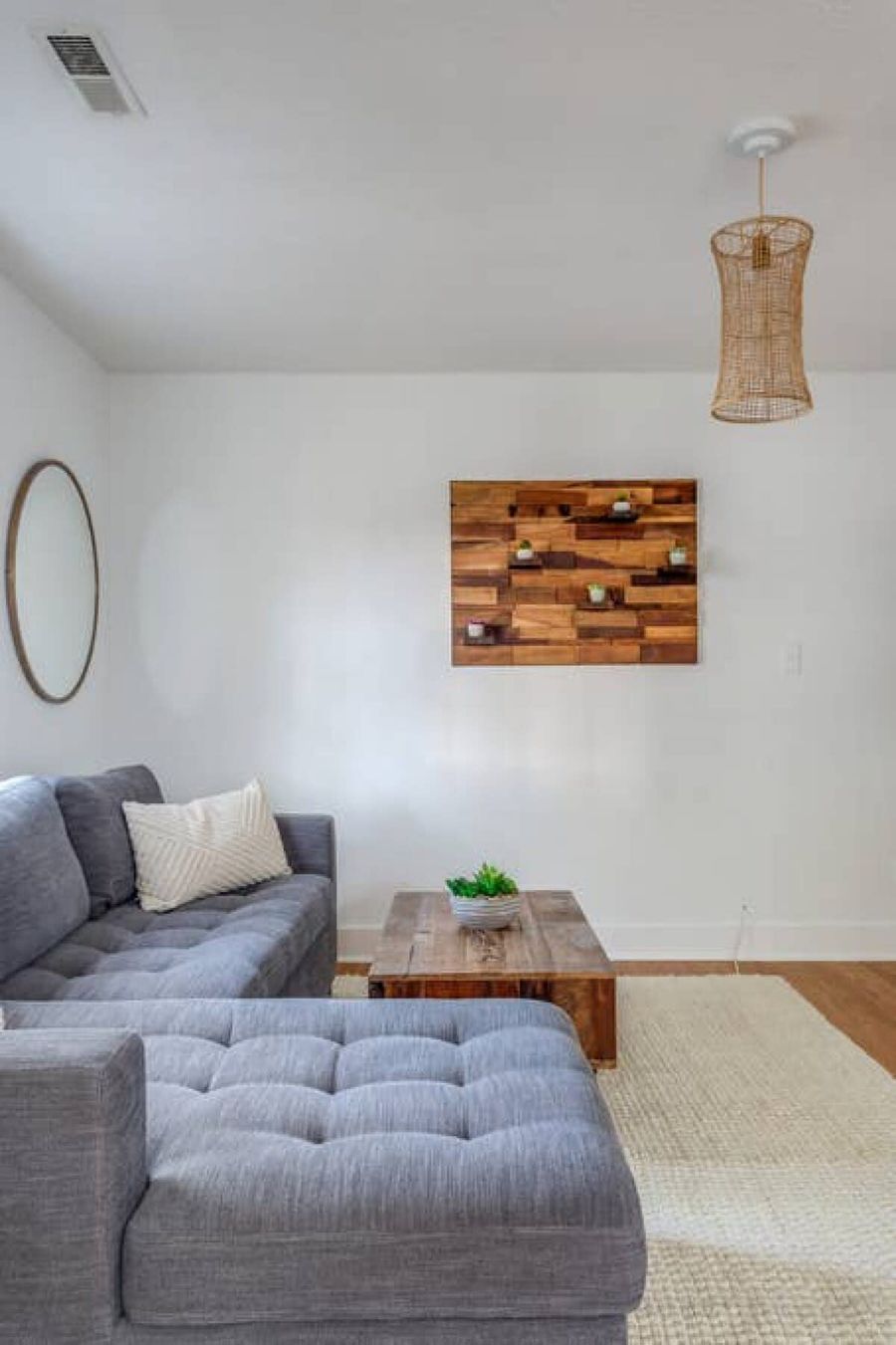 Living room space with a sleeper sofa