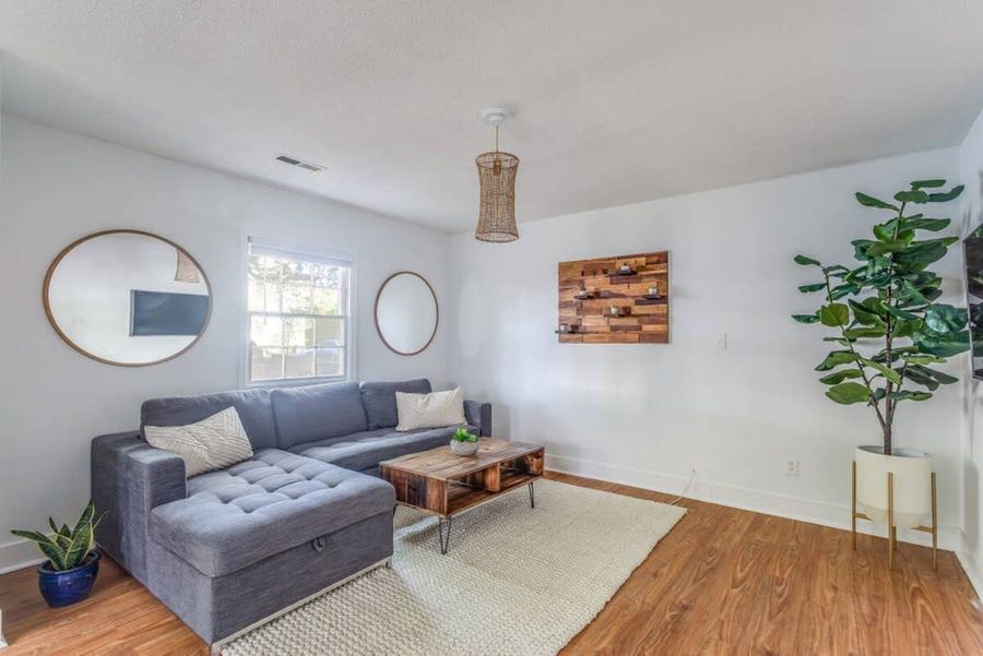 Living room space with a sleeper sofa