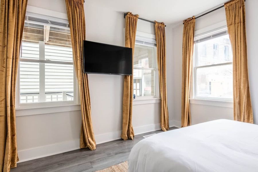 Bedroom 3: Queen Bed + Ceiling Fan + Work Desk + TV