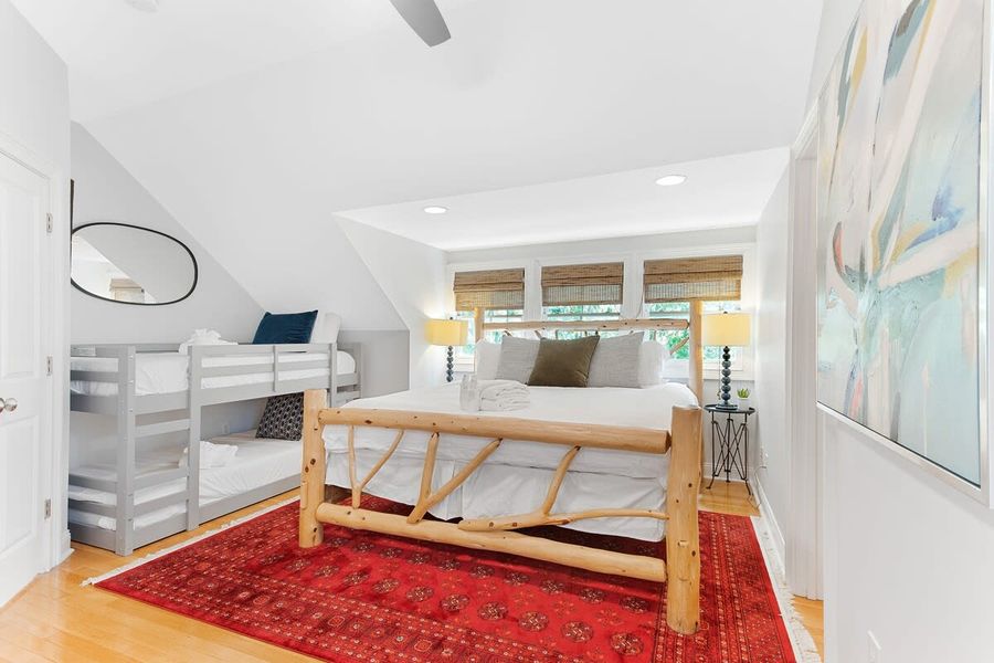 Bedroom 2: King Bed with two twin bunk beds. Perfect for a family!
