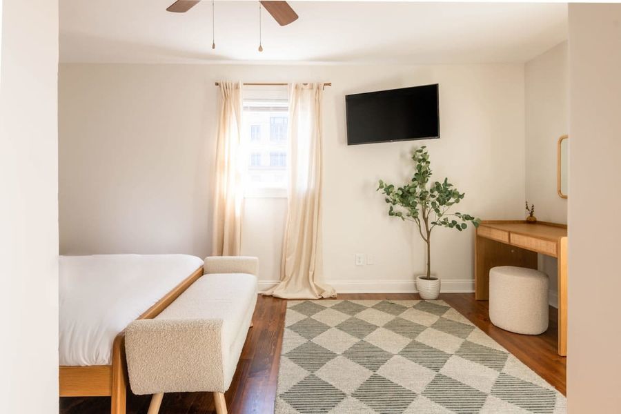 Bedroom 2: Queen Bed + TV + Work Desk + En-suite Bath