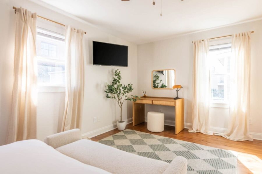 Bedroom 2: Queen Bed + TV + Work Desk + En-suite Bath