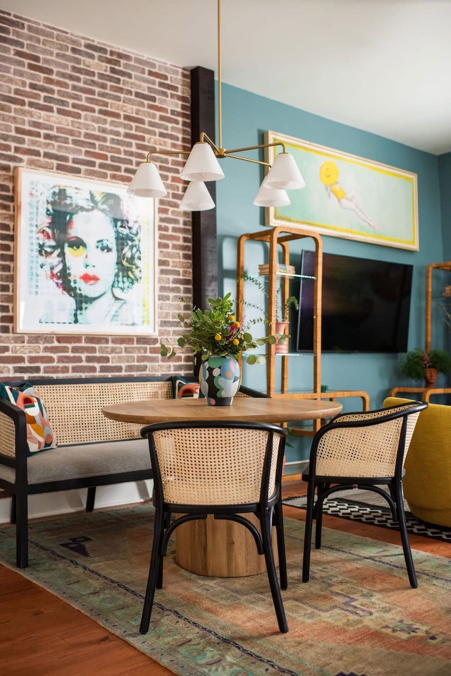 Breakfast Nook with Exposed Brick 