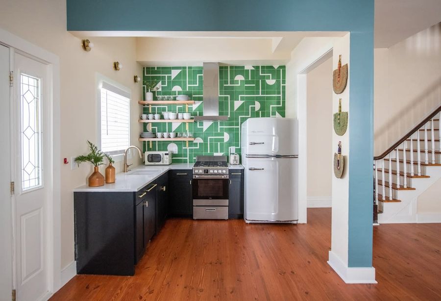 Kitchen with Fun Tile + Smeg Fridge (Fully Stocked!)