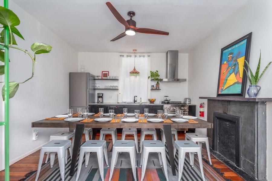 Fully equipped kitchen with everything you need to cook a meal and dining seating for 12 guests