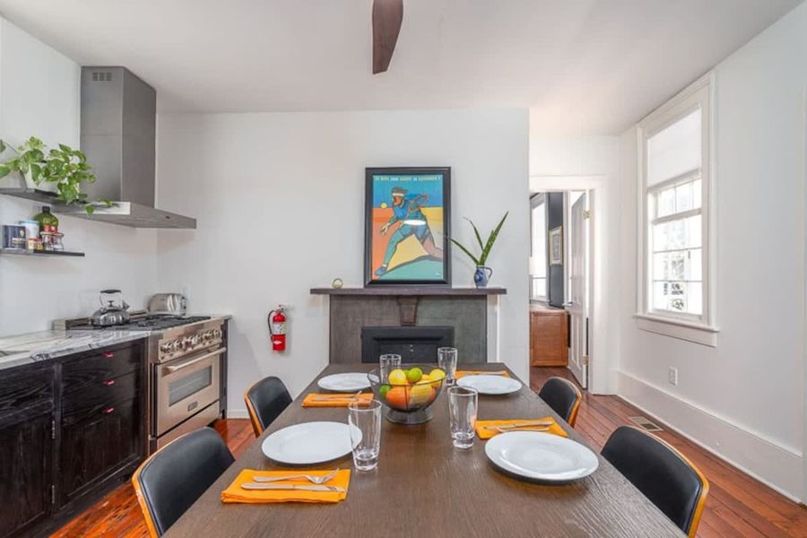 Fully equipped kitchen with everything you need to cook a meal and  dining seating for 4!