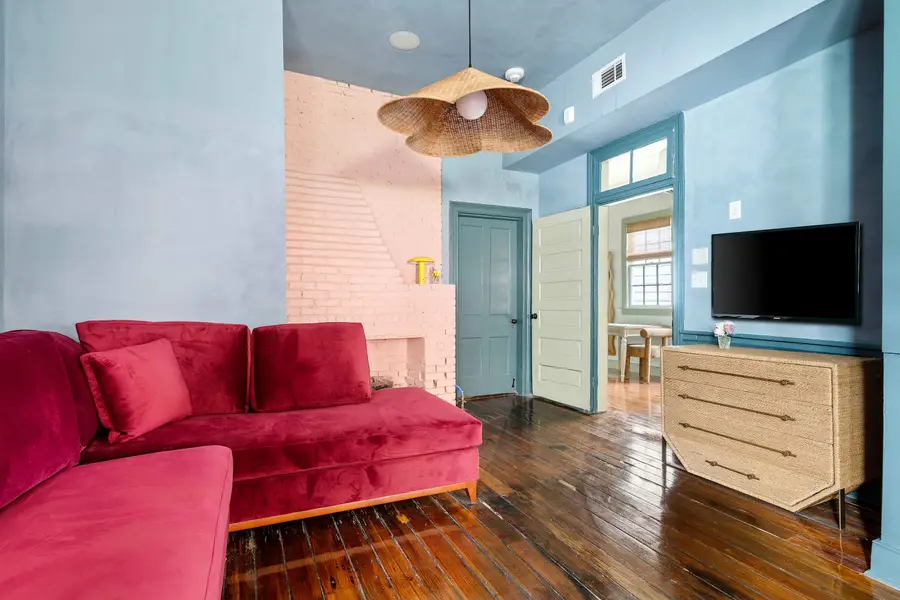 Spacious living room space with a Smart TV!