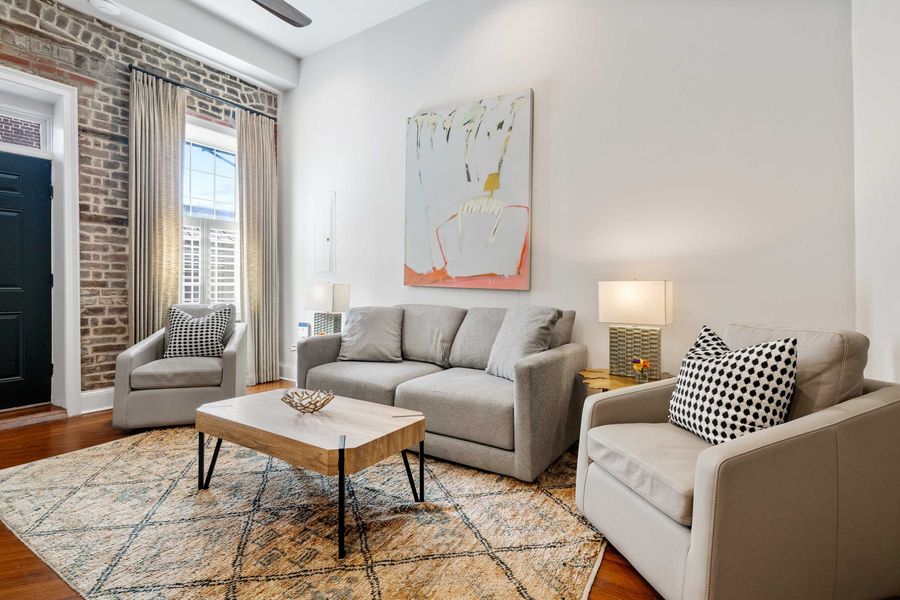 Professionally designed living room space with a Smart TV!