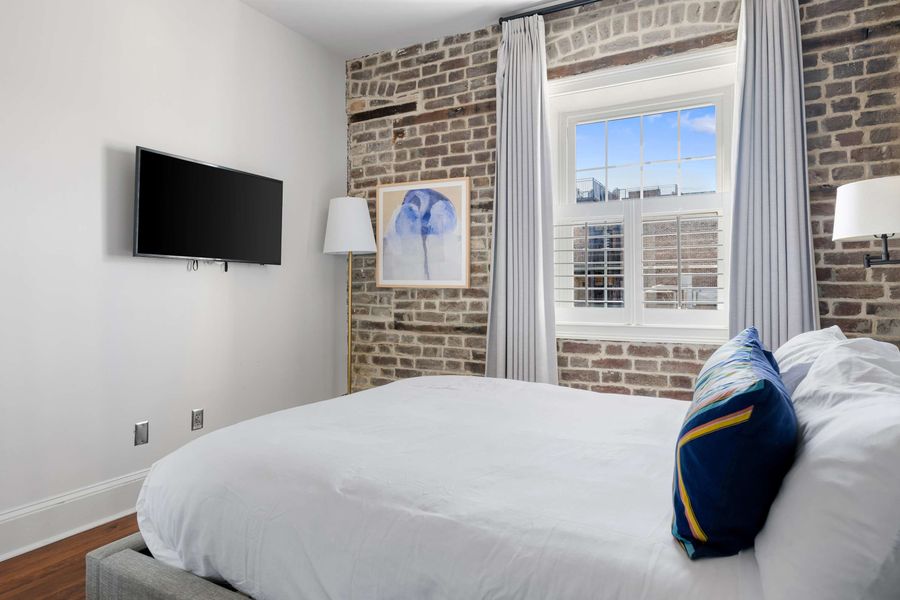 Bedroom #1: Queen Bed + TV