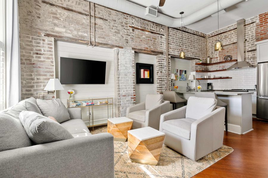 Professionally designed living room space with a Smart TV!