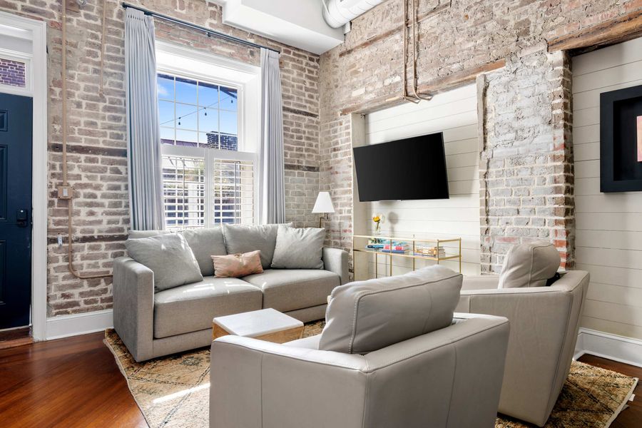 Professionally designed living room space with a Smart TV!