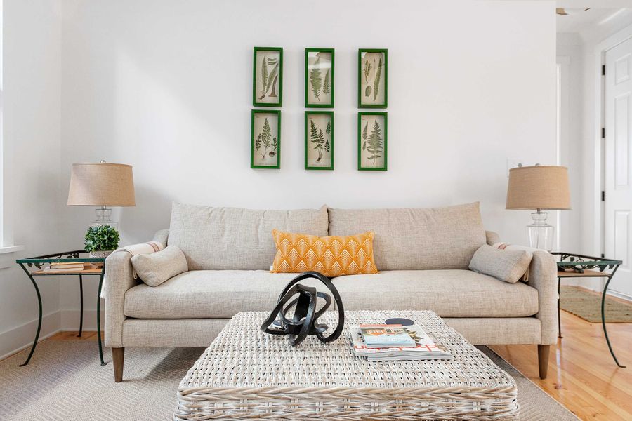First floor living room allows for plenty of relaxation space for your group!