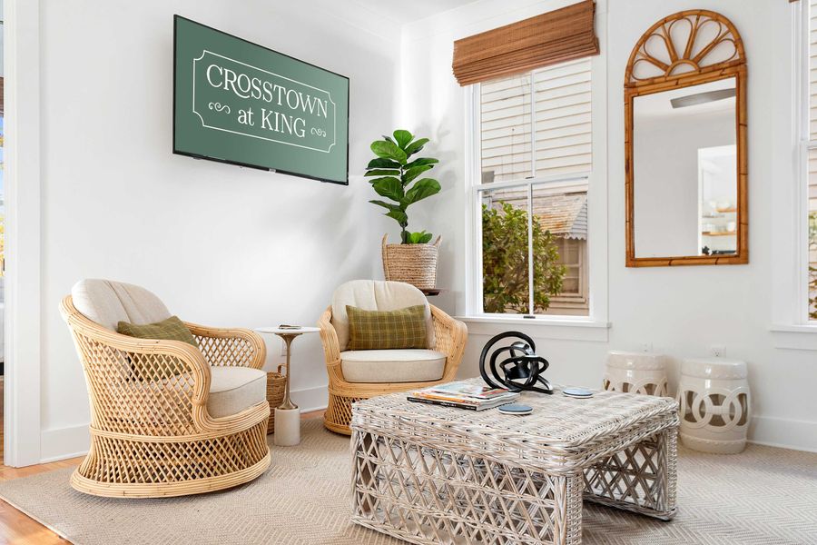 Spacious living room on the first floor with seating for your entire group. There are two living rooms total! 