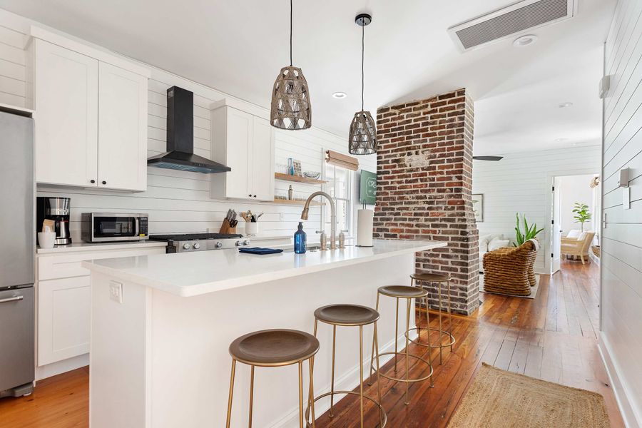 Fully equipped kitchen with everything you need to cook a meal with additional seating for four on the island!