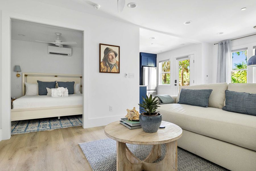Bedroom and spacious living room
