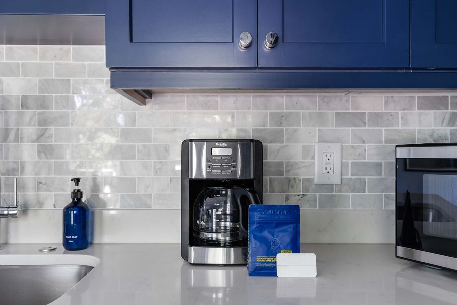 Coffee maker and ground coffee available for your stay!