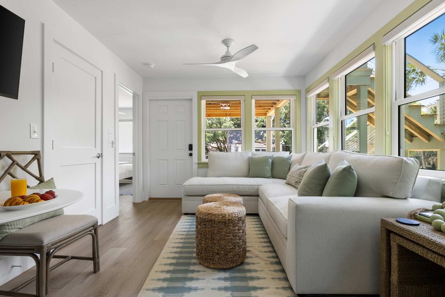 Spacious living room with seating for your entire group + TV!
