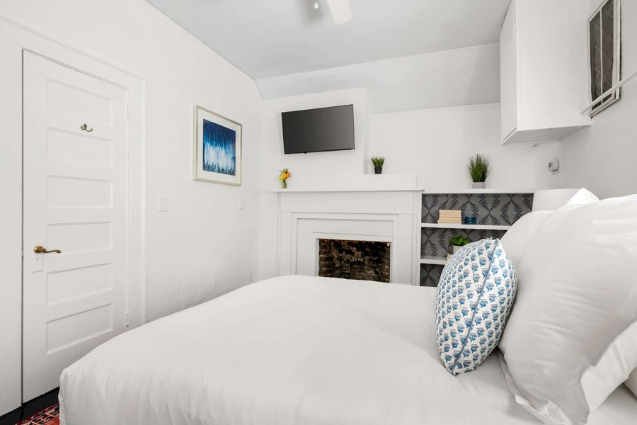 Bedroom #1: Queen Bed + TV