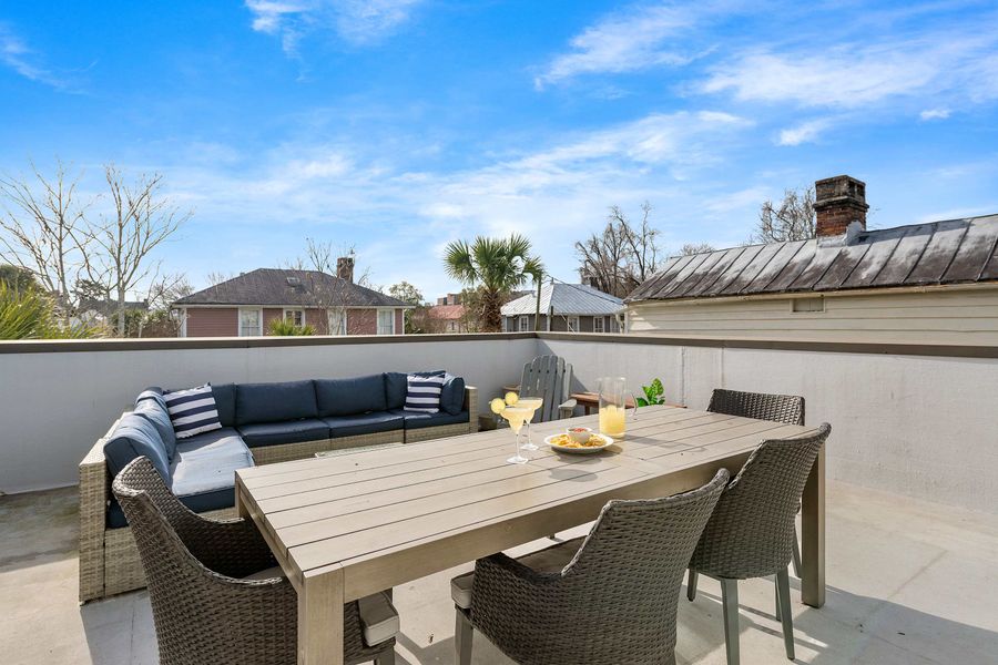 Rooftop area with seating and dining