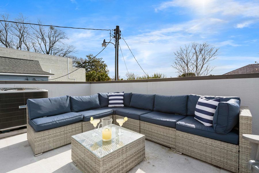 Rooftop area with seating