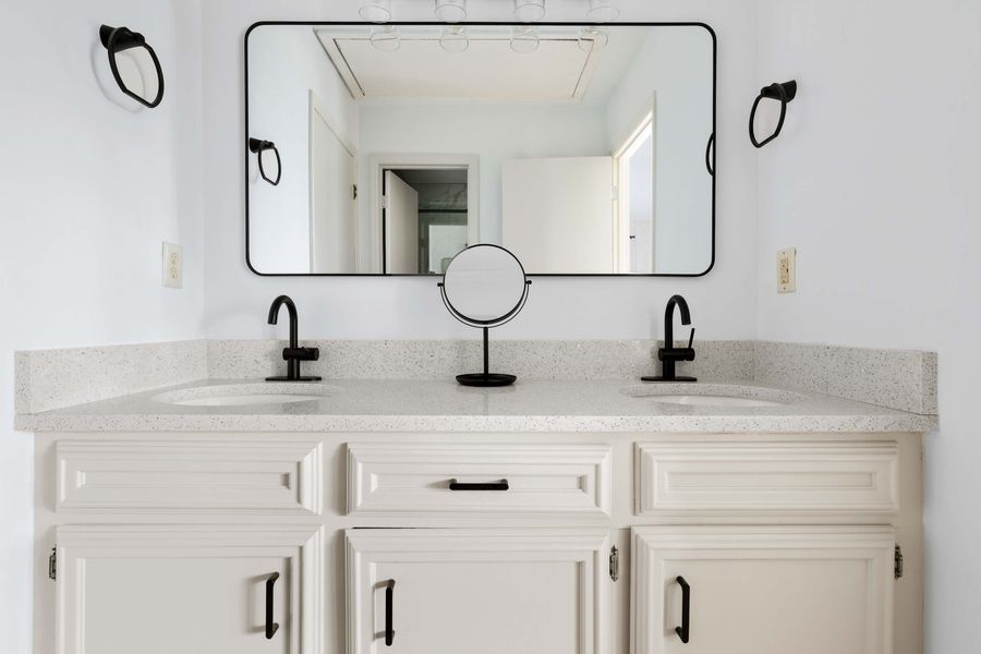 Bathroom 1: Walk-in Shower + Double Vanity 