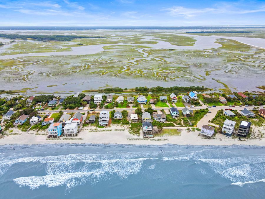 Aerial view of the house from the beach