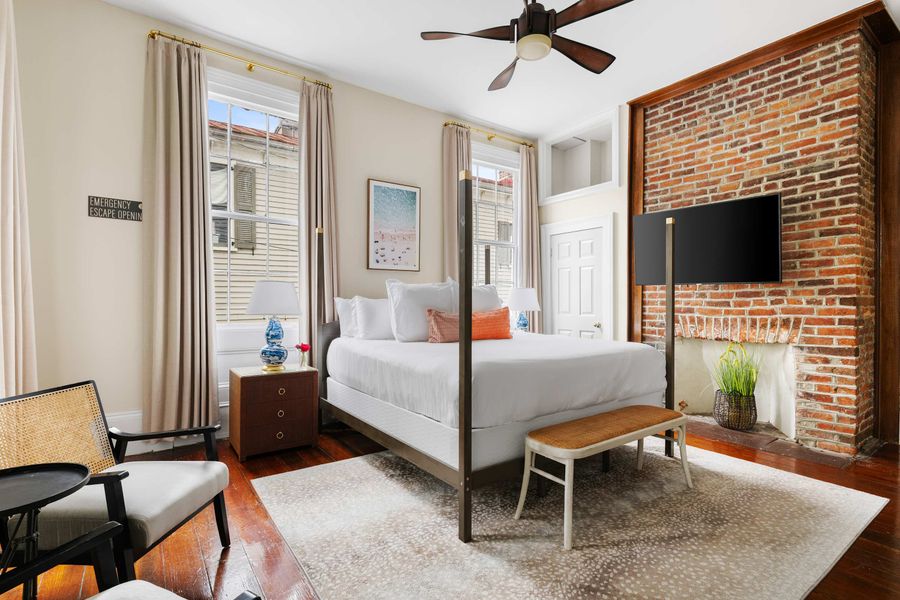Bedroom 2: King Bed, Ceiling Fan & TV