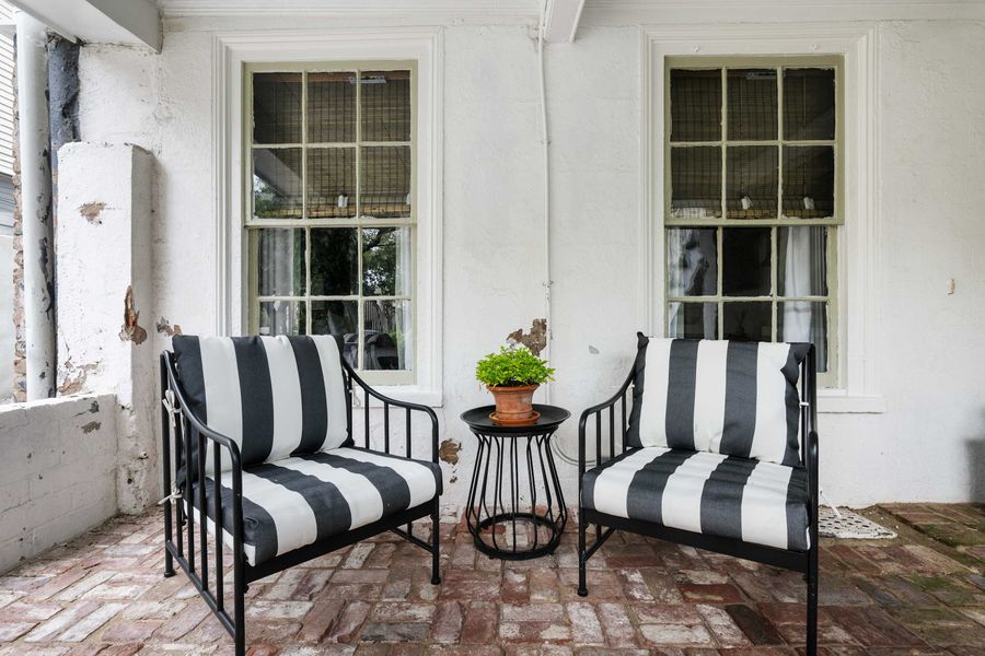 First floor courtyard porch with seating