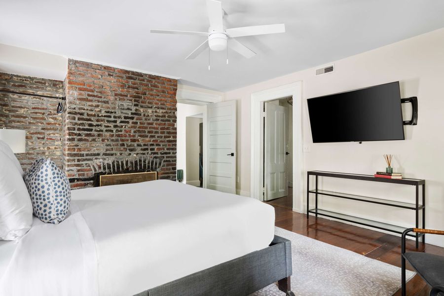 Bedroom 6: King Bed, Ceiling Fan & TV