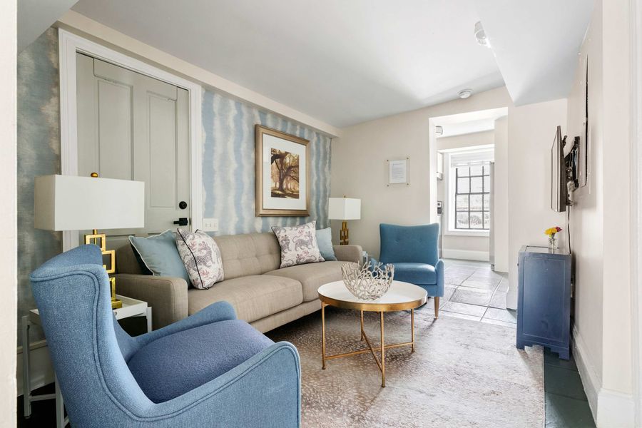 The living room allows for relaxation space for your group