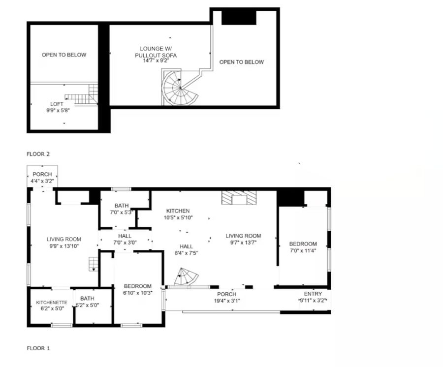 1st Floor + Loft Floor Plans 