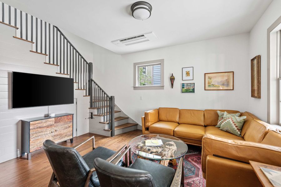 Comfortable living room and large SMART TV.