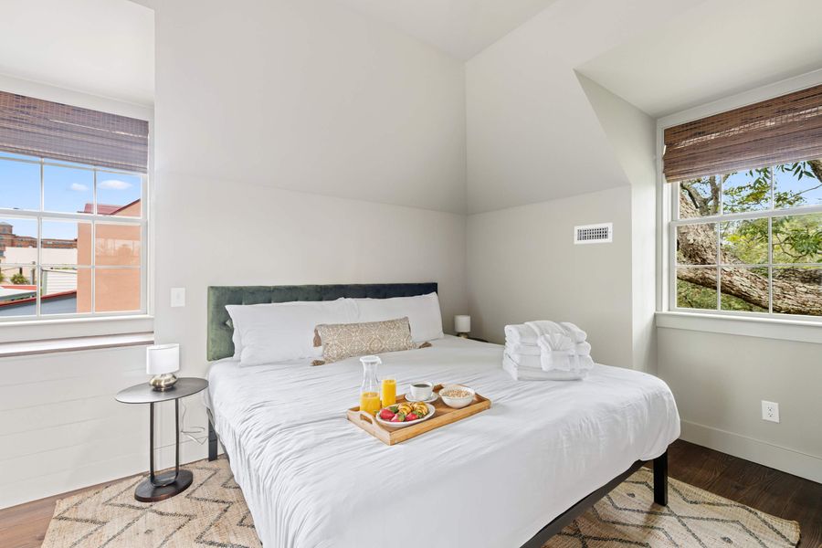 Bright and airy bedrooms with modern furniture.