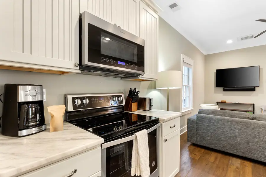 A fully stocked kitchen ready for everything from morning coffee to home-cooked meals.