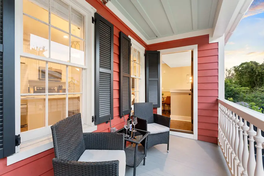 Enjoy morning coffee or evening drinks on the private balcony for two.
