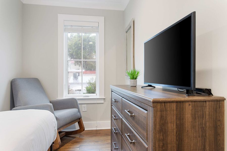 Bedroom 1: King Bed + TV