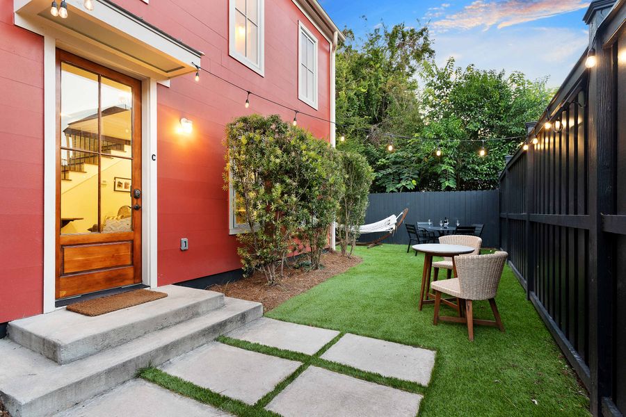 Outdoor patio with seating